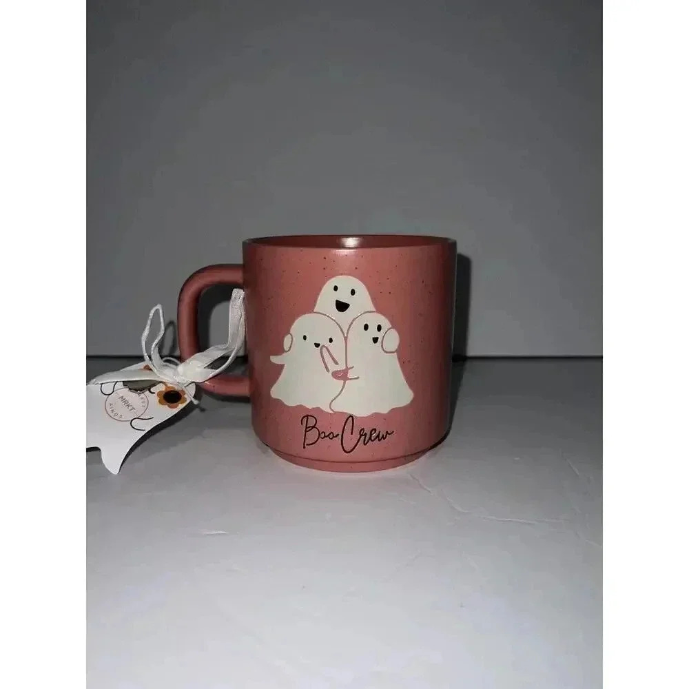 Sunday Morning Boo Crew Coffee Mug/Double sided/Ghost Charm/Pink Halloween - Picture 3 of 3
